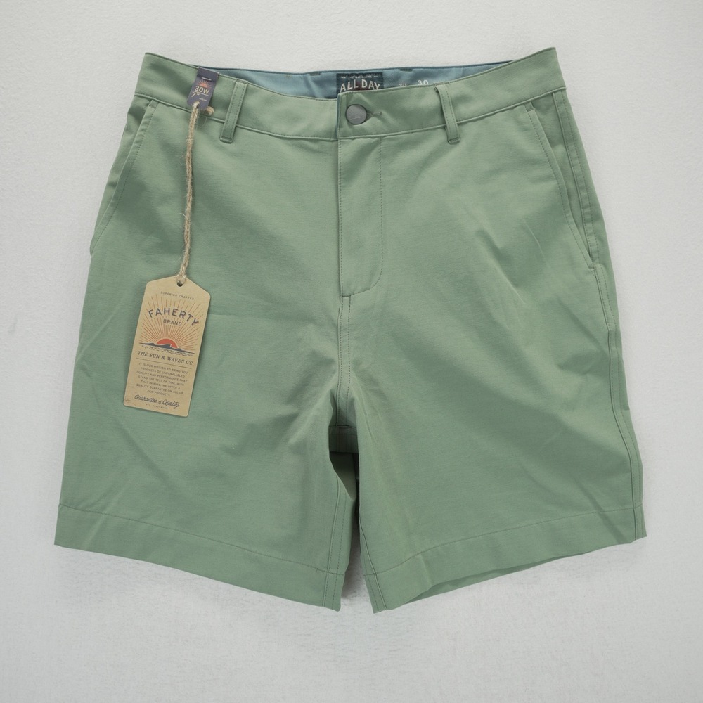 Faherty All Day Shorts 2.0 Trail Olive Green Mens 30 7 Inch Inseam MBS2517